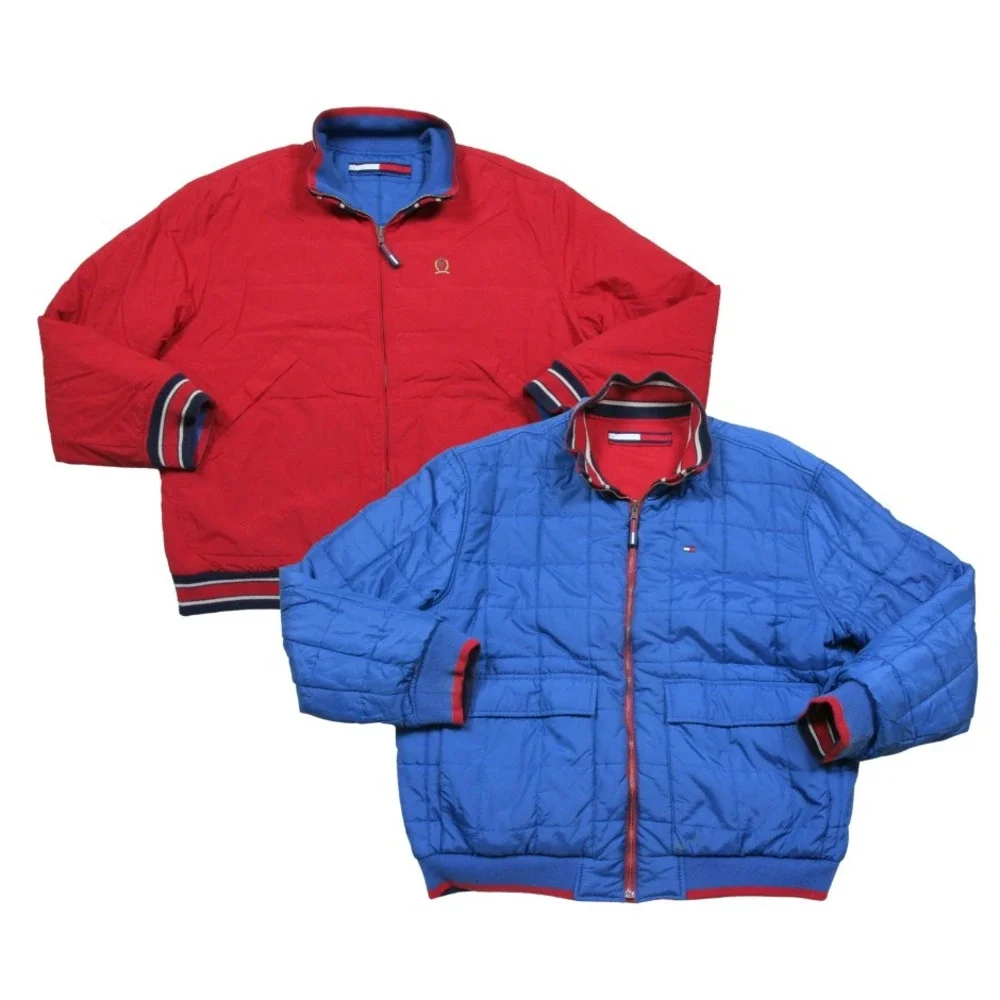 Vintage Tommy Hilfiger Down Puffer Jacket Reversible, Red‎ & Blue, Size (XL)